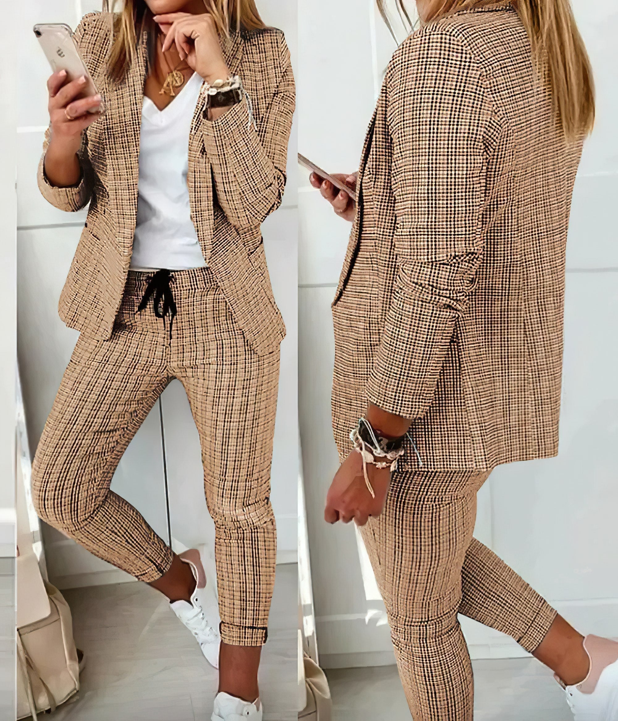 Bonvive | 2-Piece Checked Blazer Set Women