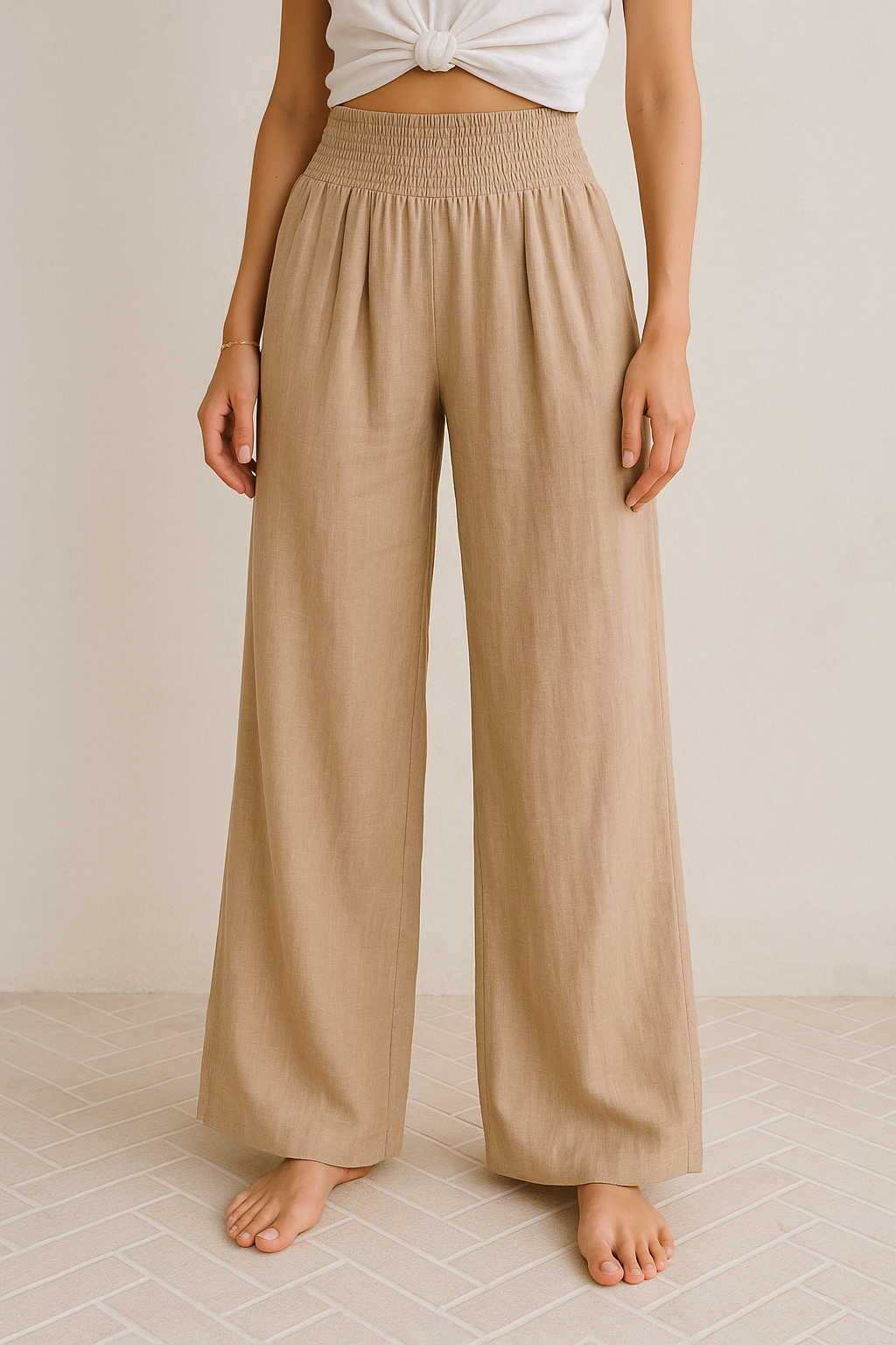 Elegant Linen-Look Trousers – Vintage & Comfortable