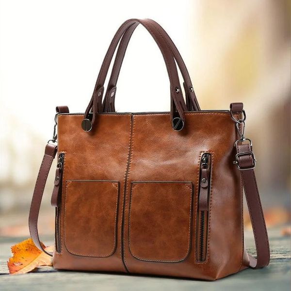Bonvive | Women's Vintage Leather Shoulder Bag – Timeless Elegance and Style
