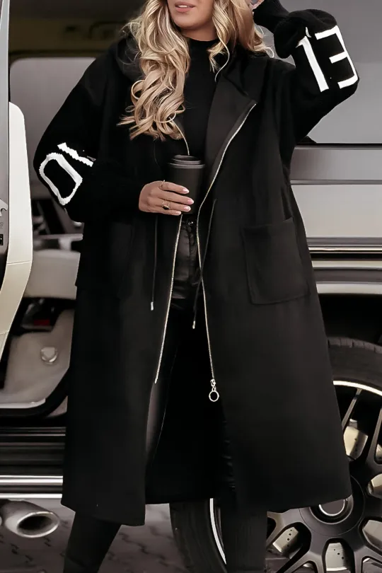 Bonvive | Women's Casual Hooded Jacket with Long Sleeves, Knitted Sleeves and Patchwork