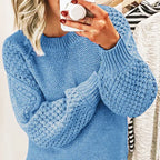 Women's Oversized Knitted Sweater – Warm Long Sleeves, Comfortable Loose Fit for Fall &amp; Winter