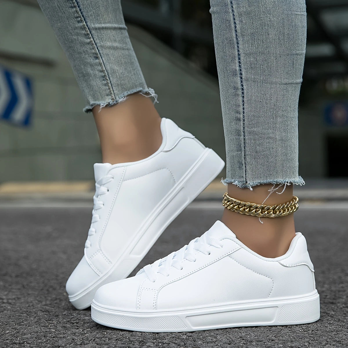 Bonvive | Women's Casual Shoes, Solid Color Low Top Sneakers with Anti-Slip