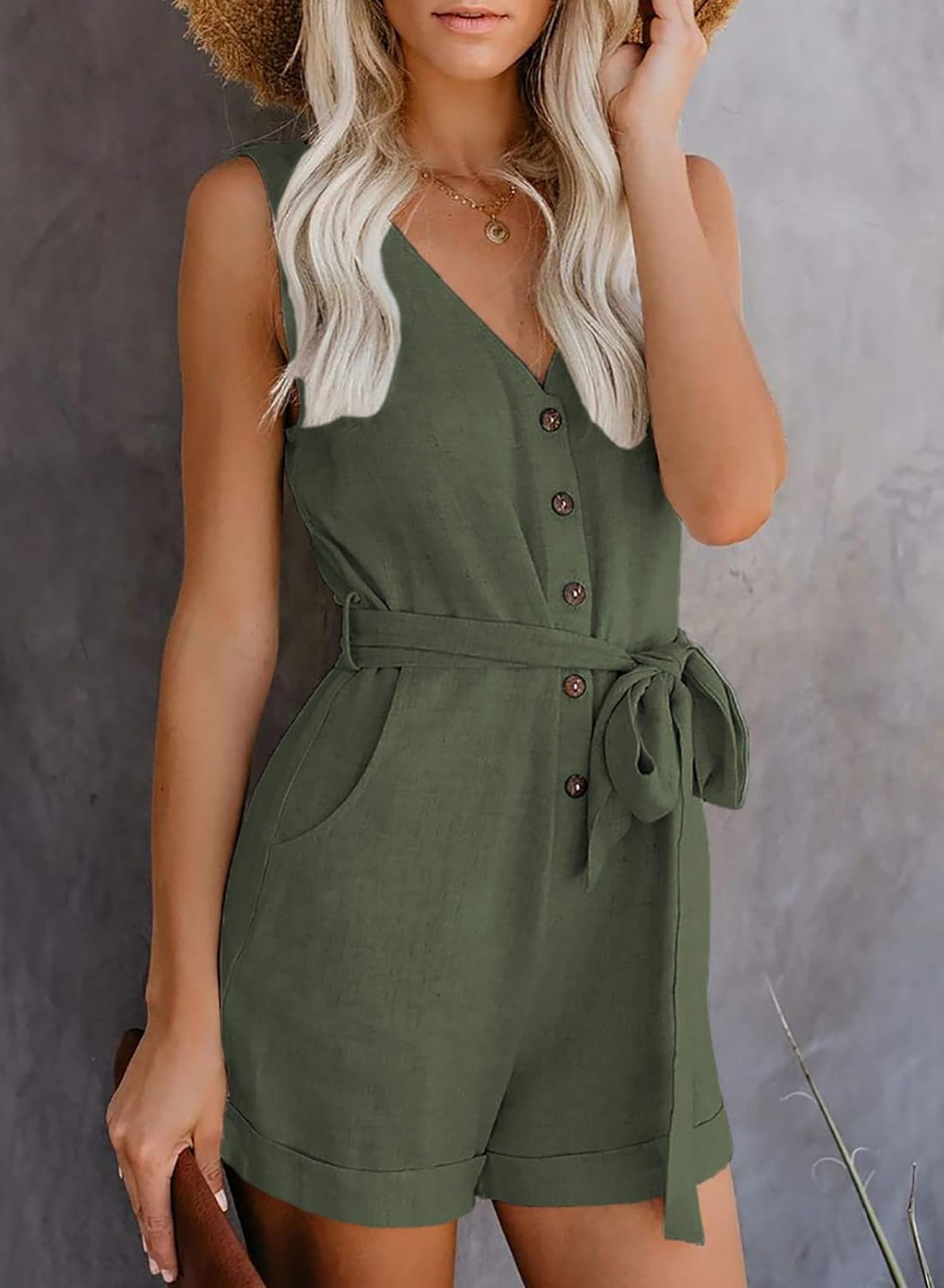 Bonvive | Women's Summer Romper – Sleeveless, Round Neck, Ruffles, Casual &amp; Comfortable 