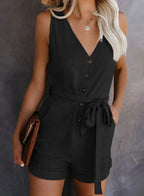 Women’s Summer Romper – Sleeveless, Round Neck, Ruffled, Casual & Comfortable