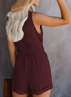 Women’s Summer Romper – Sleeveless, Round Neck, Ruffled, Casual & Comfortable