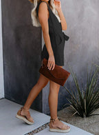 Women’s Summer Romper – Sleeveless, Round Neck, Ruffled, Casual & Comfortable