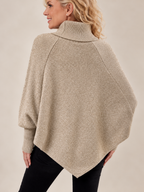 Elodie | Elegant High-Neck Cable Knit Poncho