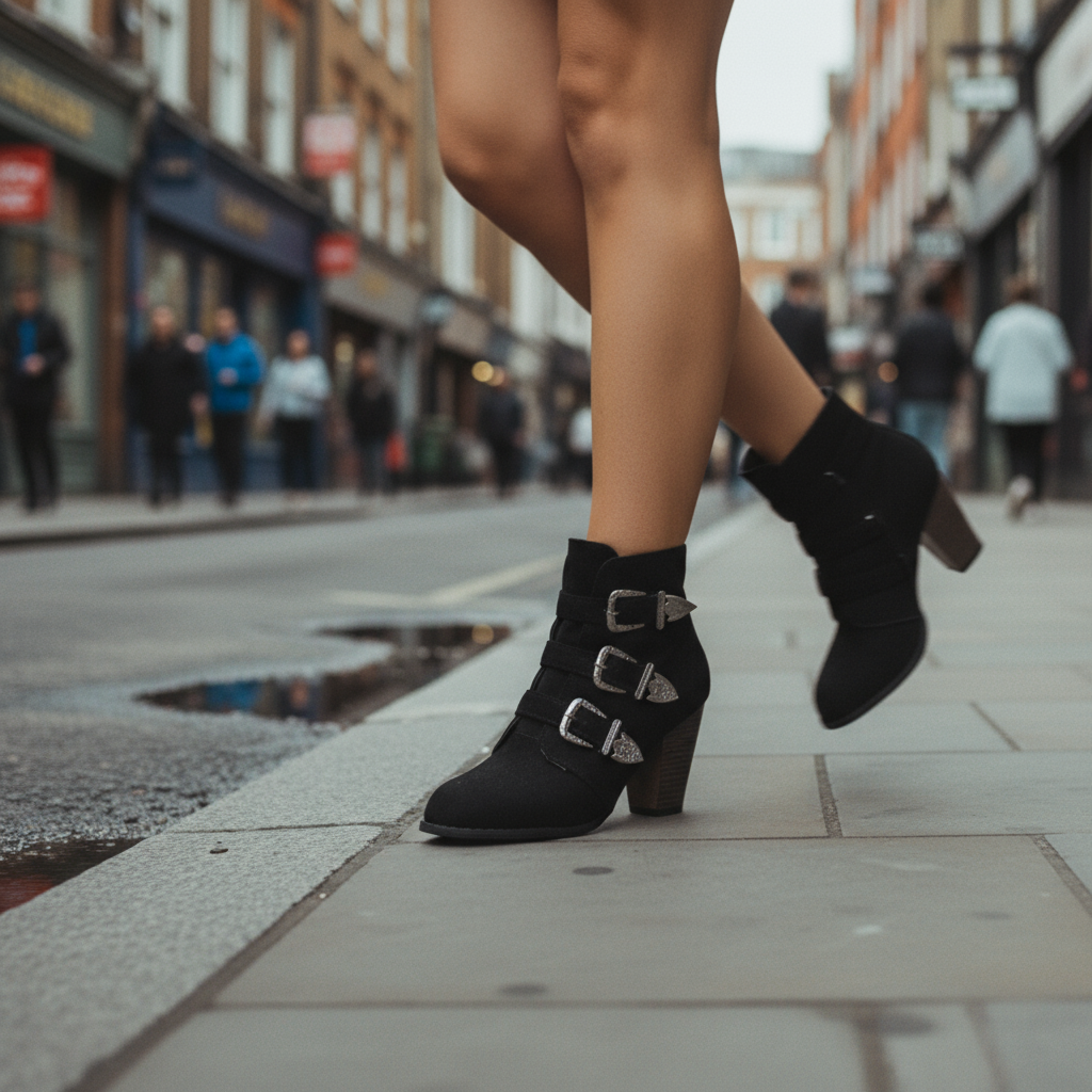 Chic Buckle Suede Ankle Boots