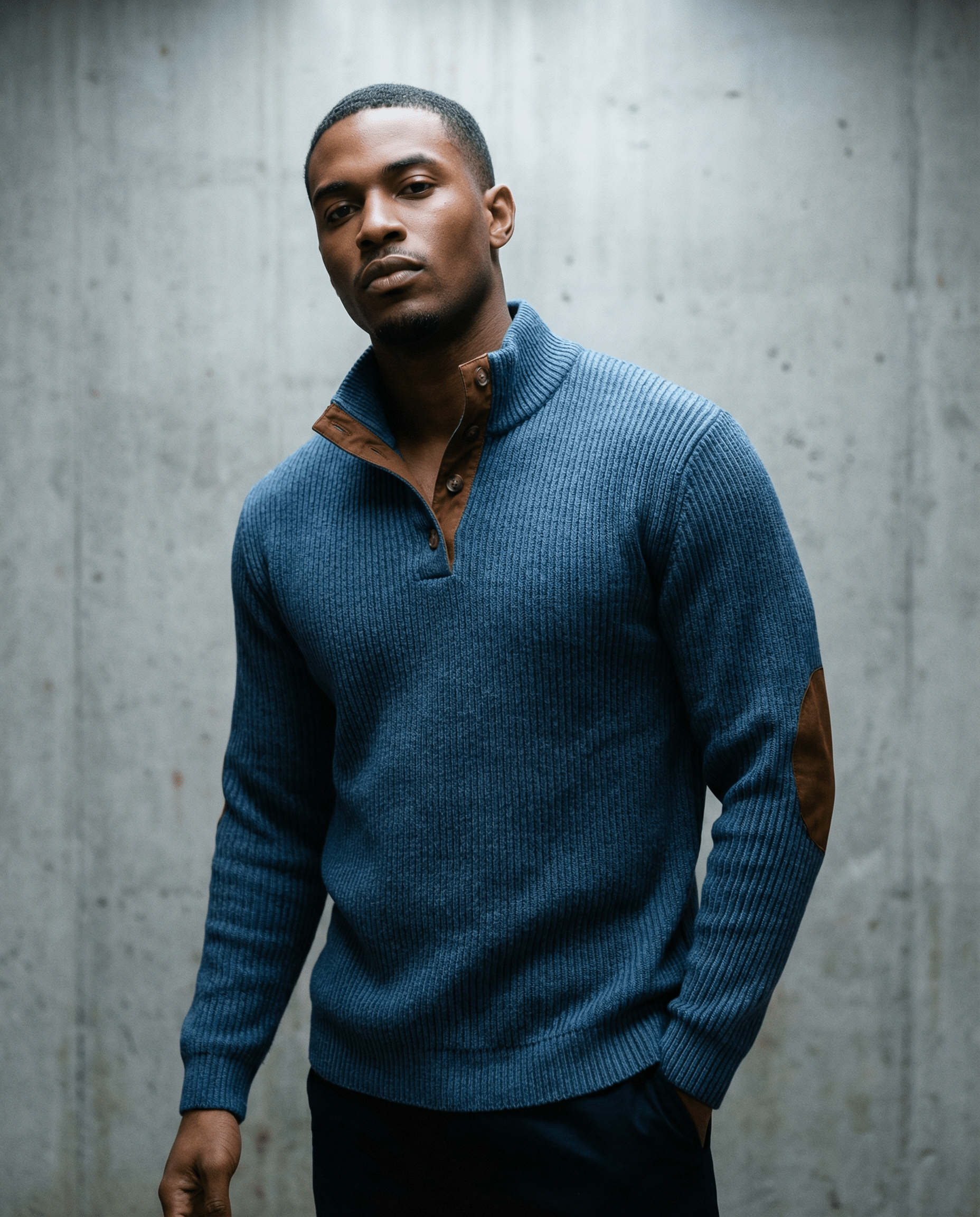 Heren Corduroy Sweater – Casual Standing Neck Pullover met Lange Mouwen