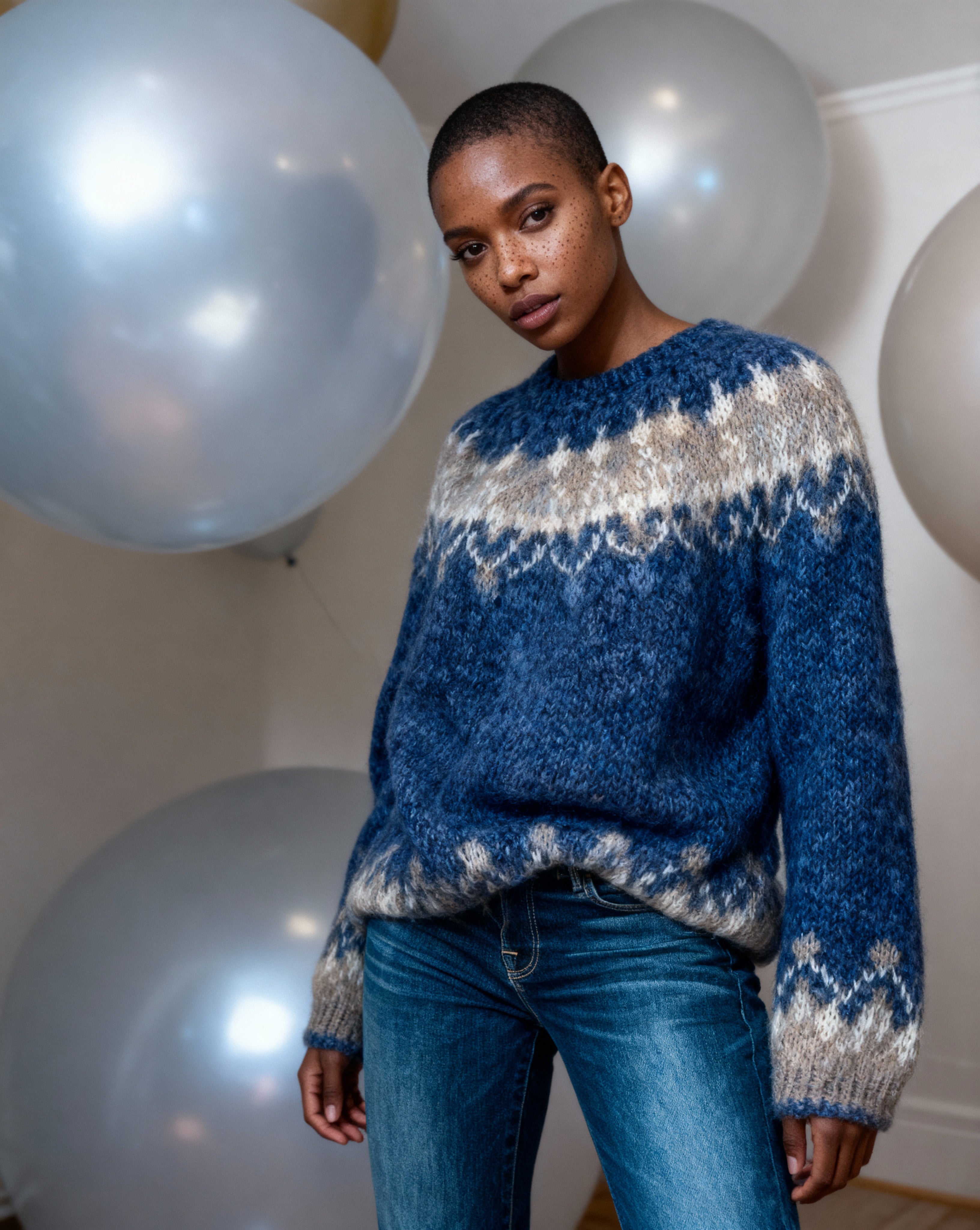 Elegante Vintage Gebreide Trui – Warme O-hals Winterknuffel met Stijlvolle Patchwork Touch