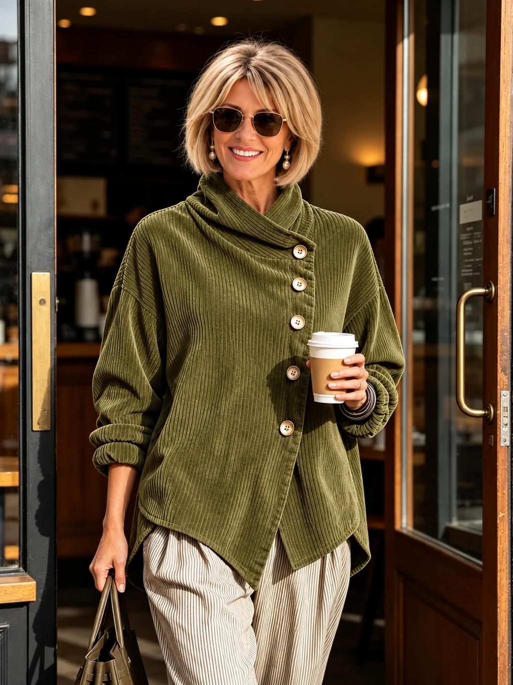Eleanor™ | Corduroy Tunic with High Collar