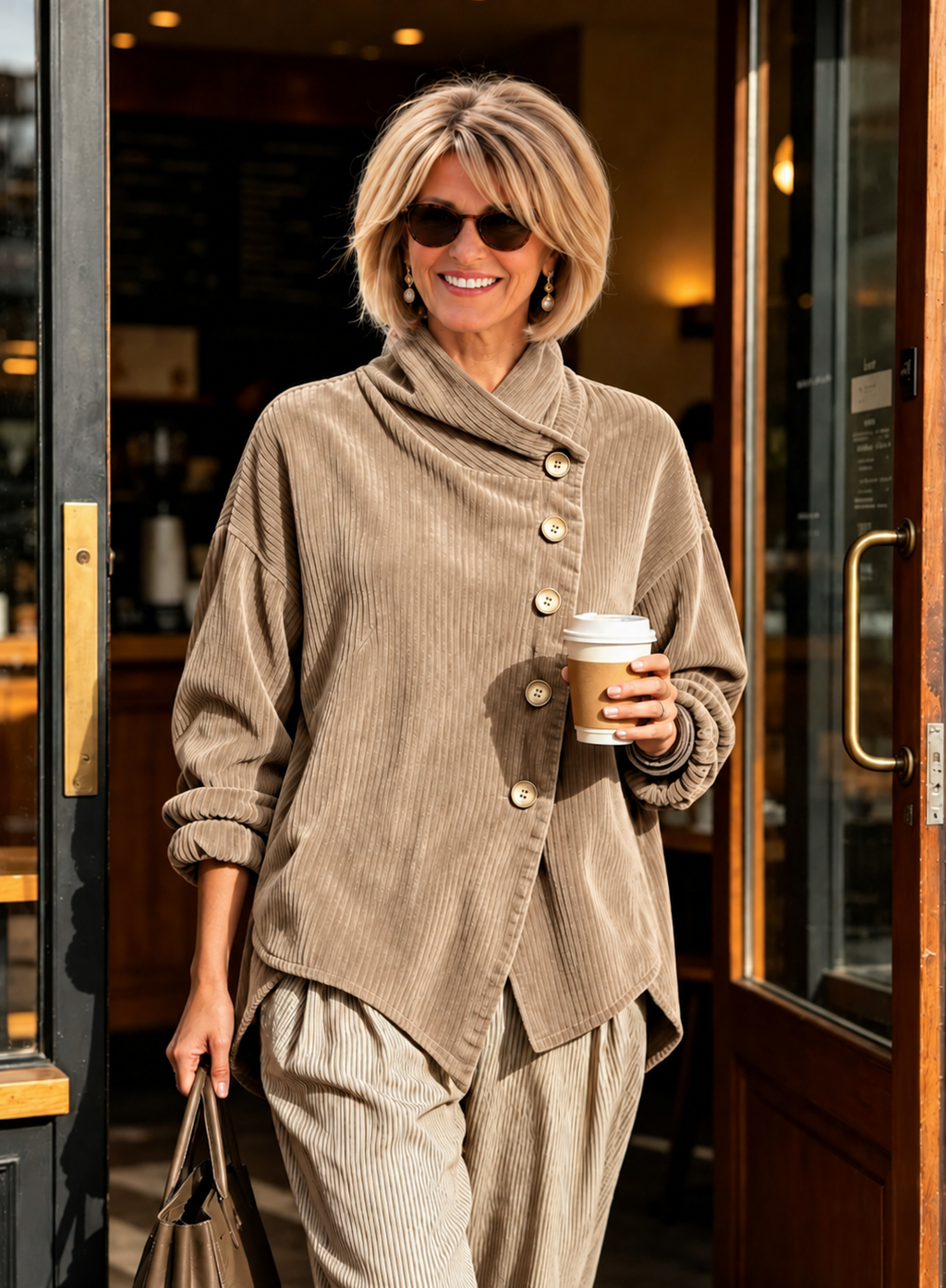Eleanor™ | Corduroy Tunic with High Collar