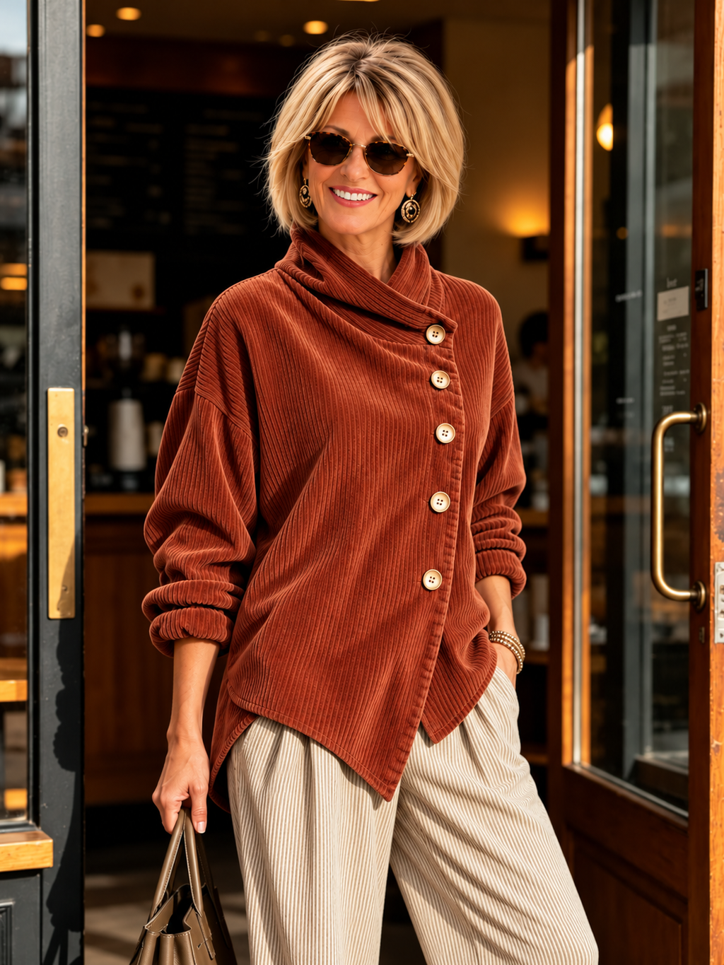 Eleanor™ | Corduroy Tunic with High Collar