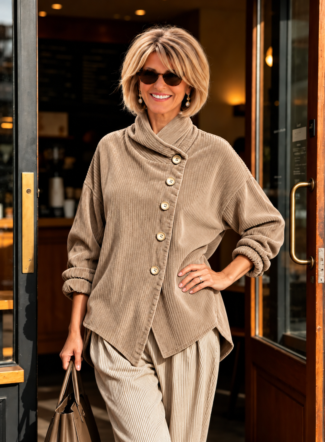 Eleanor™ | Corduroy Tunic with High Collar