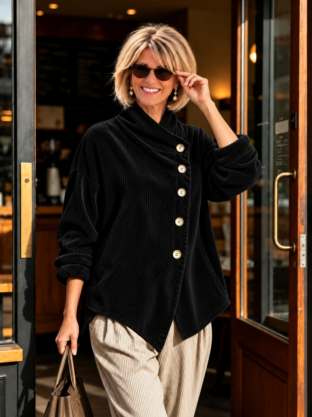 Eleanor™ | Corduroy Tunic with High Collar