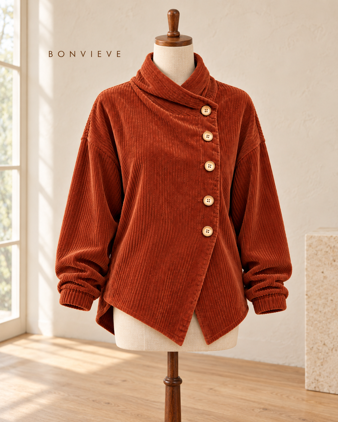 Eleanor™ | Corduroy Tunic with High Collar