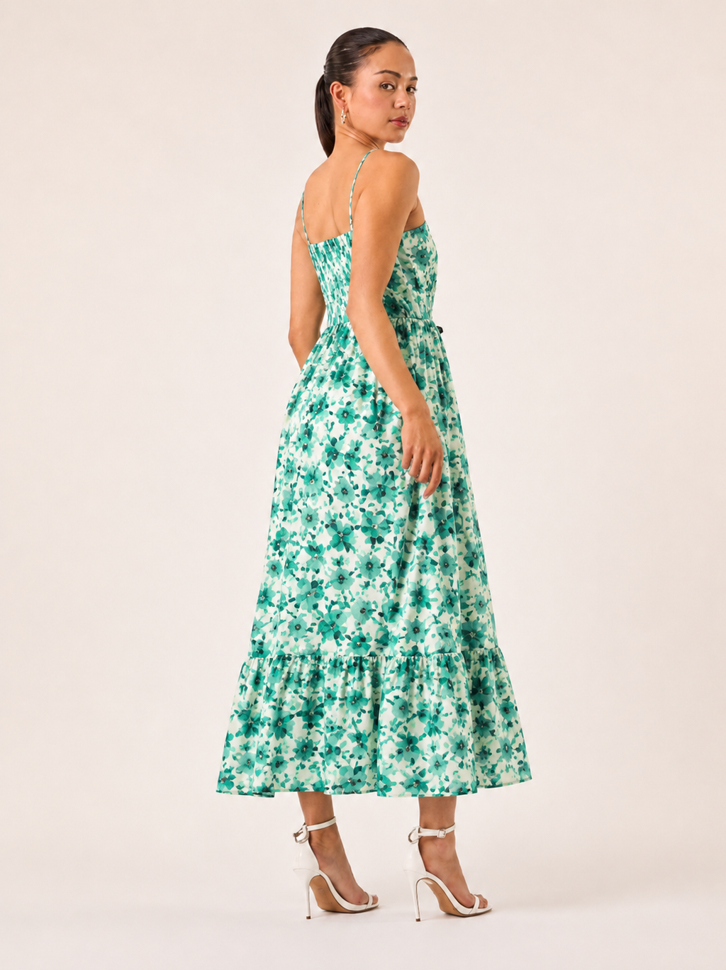Elara Green Floral Maxi Dress