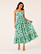 Elara Green Floral Maxi Dress