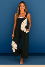Bonvieve | Zomerse Dames Jumpsuit met Bloemenprint – Wijde Pijpen, Dikke Bandjes & Zakken