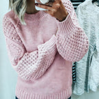 Women's Oversized Knitted Sweater – Warm Long Sleeves, Comfortable Loose Fit for Fall &amp; Winter