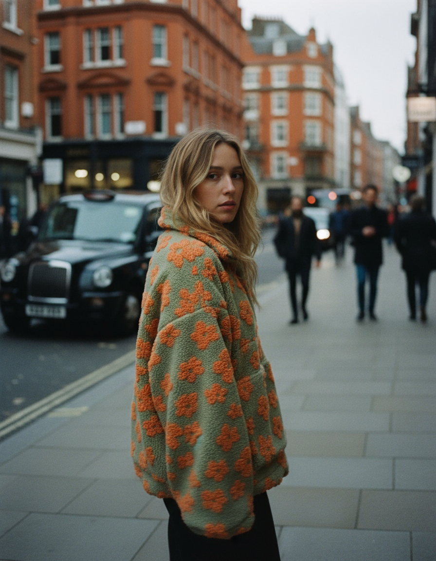 Warme Bloemen Fleece Sweater – Zachte Sherpa Pullover voor Dames