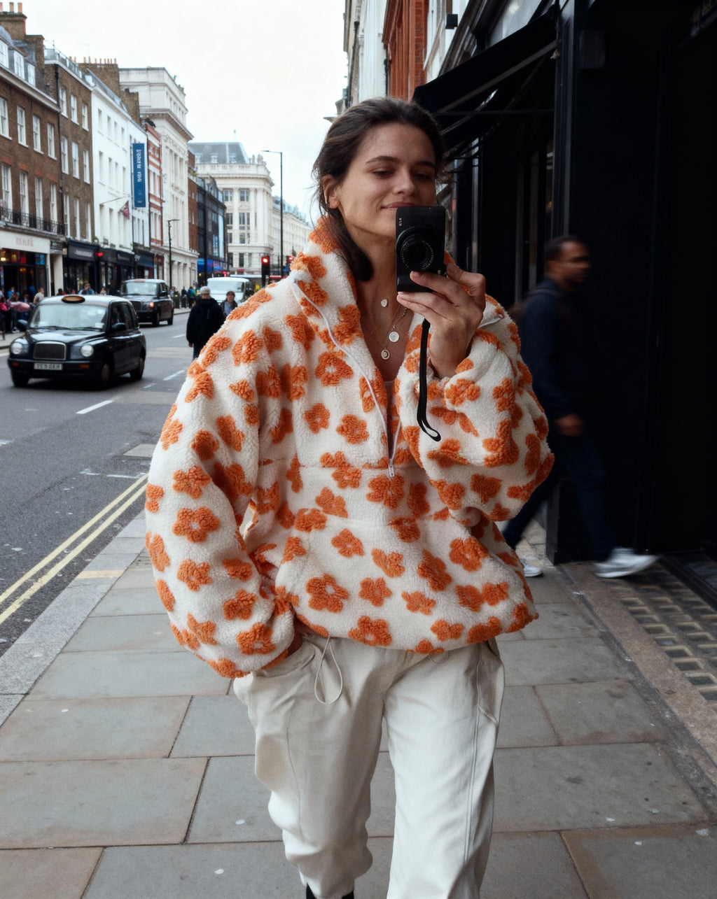 Warme Bloemen Fleece Sweater – Zachte Sherpa Pullover voor Dames