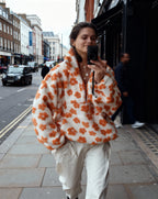 Warme Bloemen Fleece Sweater – Zachte Sherpa Pullover voor Dames