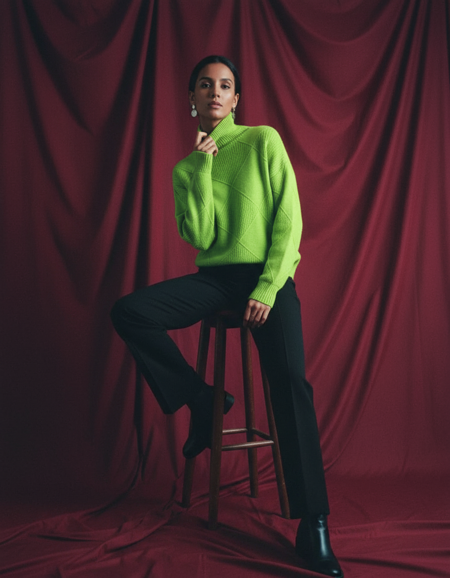 Warm Women's Knitted Sweater - Soft Turtleneck Pullover for Fall &amp; Winter