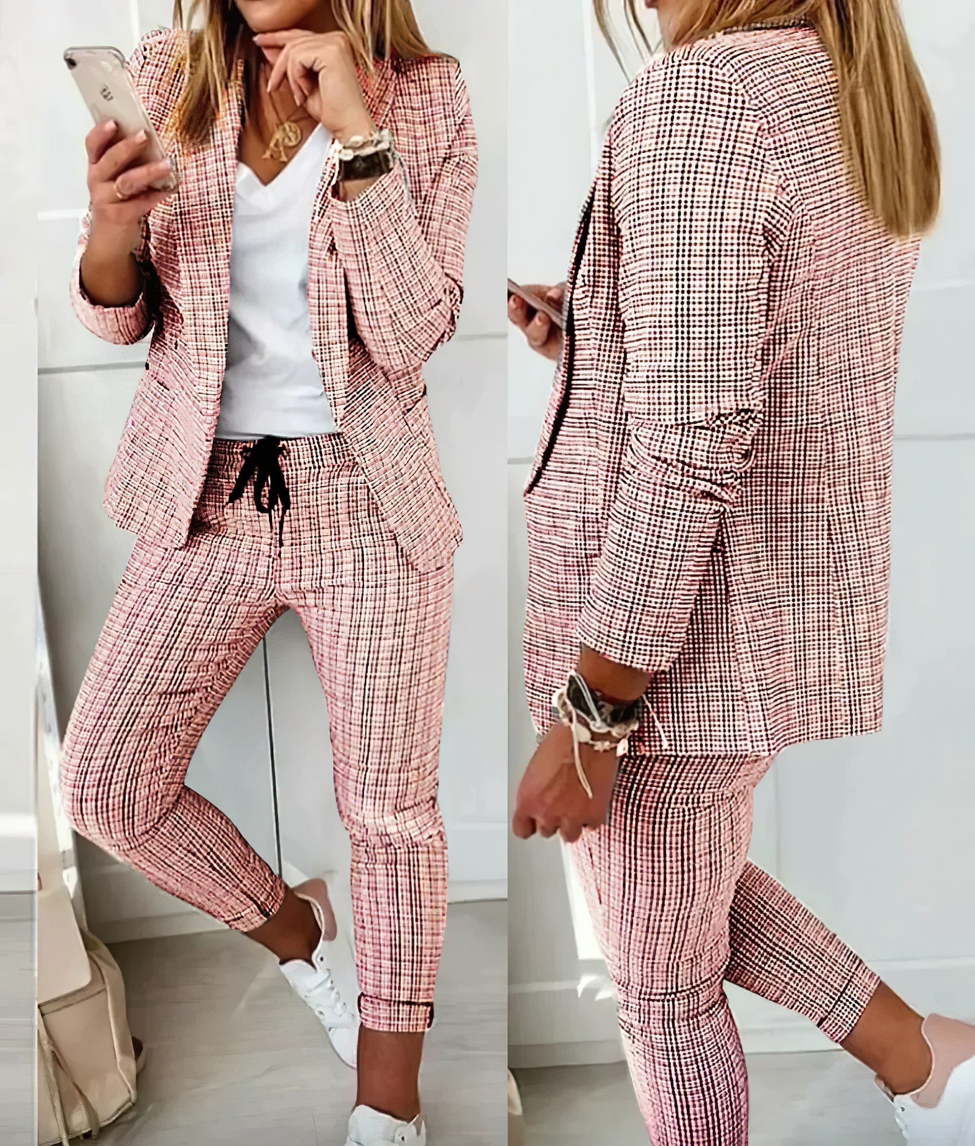 Bonvive | 2-Piece Checked Blazer Set Women