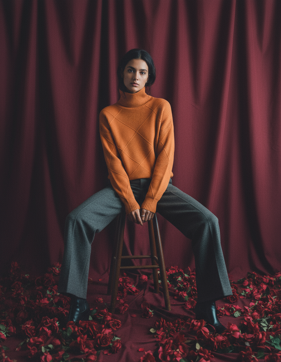 Warm Women's Knitted Sweater - Soft Turtleneck Pullover for Fall &amp; Winter