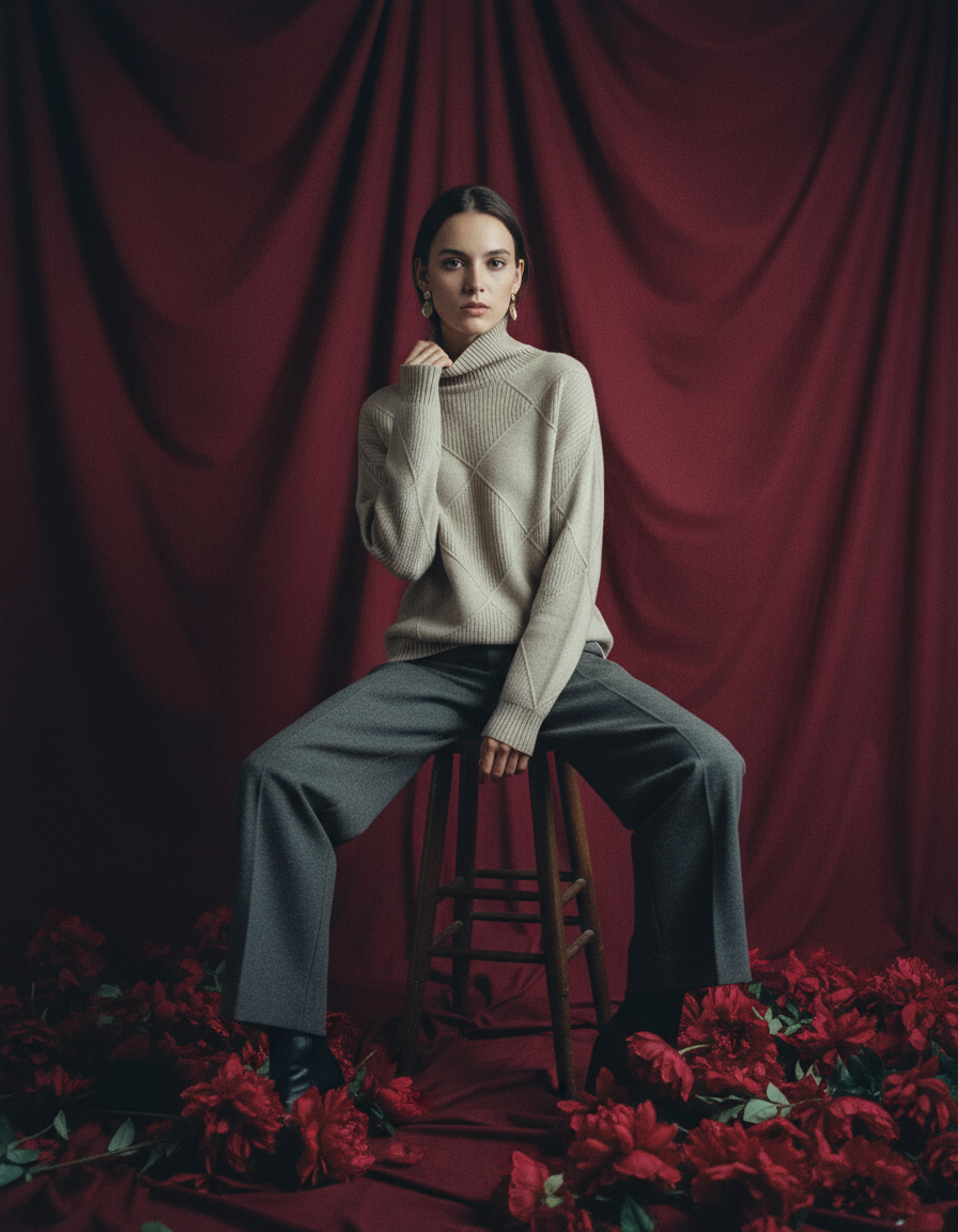 Warm Women's Knitted Sweater - Soft Turtleneck Pullover for Fall &amp; Winter