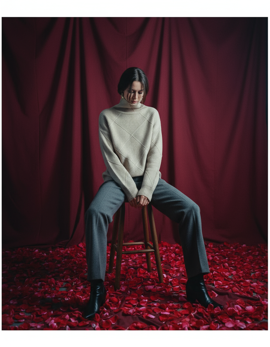 Warm Women's Knitted Sweater - Soft Turtleneck Pullover for Fall &amp; Winter