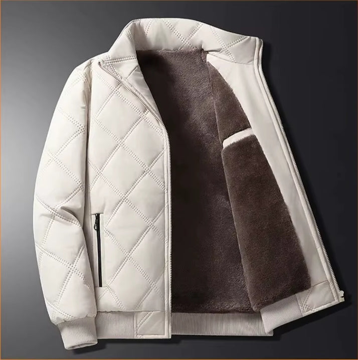 Men's Slim Fit Thickened Cotton Jacket with Fleece Lining