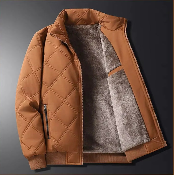 Men's Slim Fit Thickened Cotton Jacket with Fleece Lining