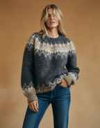 Elegante Vintage Gebreide Trui – Warme O-hals Winterknuffel met Stijlvolle Patchwork Touch