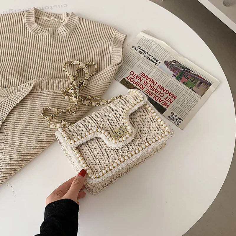 Bonvive | Trendy Boho Handbag – Decorated with Pearl Detail 