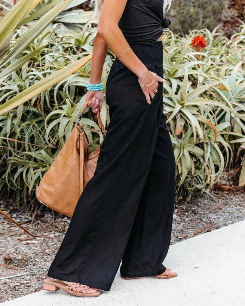 Elegant Linen-Look Trousers – Vintage & Comfortable