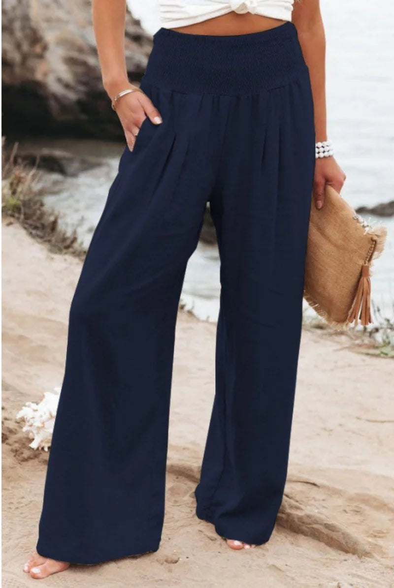 Elegant Linen-Look Trousers – Vintage & Comfortable