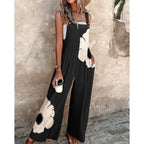 Bonvieve | Zomerse Dames Jumpsuit met Bloemenprint – Wijde Pijpen, Dikke Bandjes & Zakken