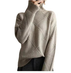 Warm Women's Knitted Sweater - Soft Turtleneck Pullover for Fall &amp; Winter