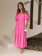 Bonvieve | Summer Women’s Dress with Puff Sleeves – Elegant Vacation Style | Trendy | Luxe Look