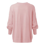 Women's Oversized Knitted Sweater – Warm Long Sleeves, Comfortable Loose Fit for Fall &amp; Winter