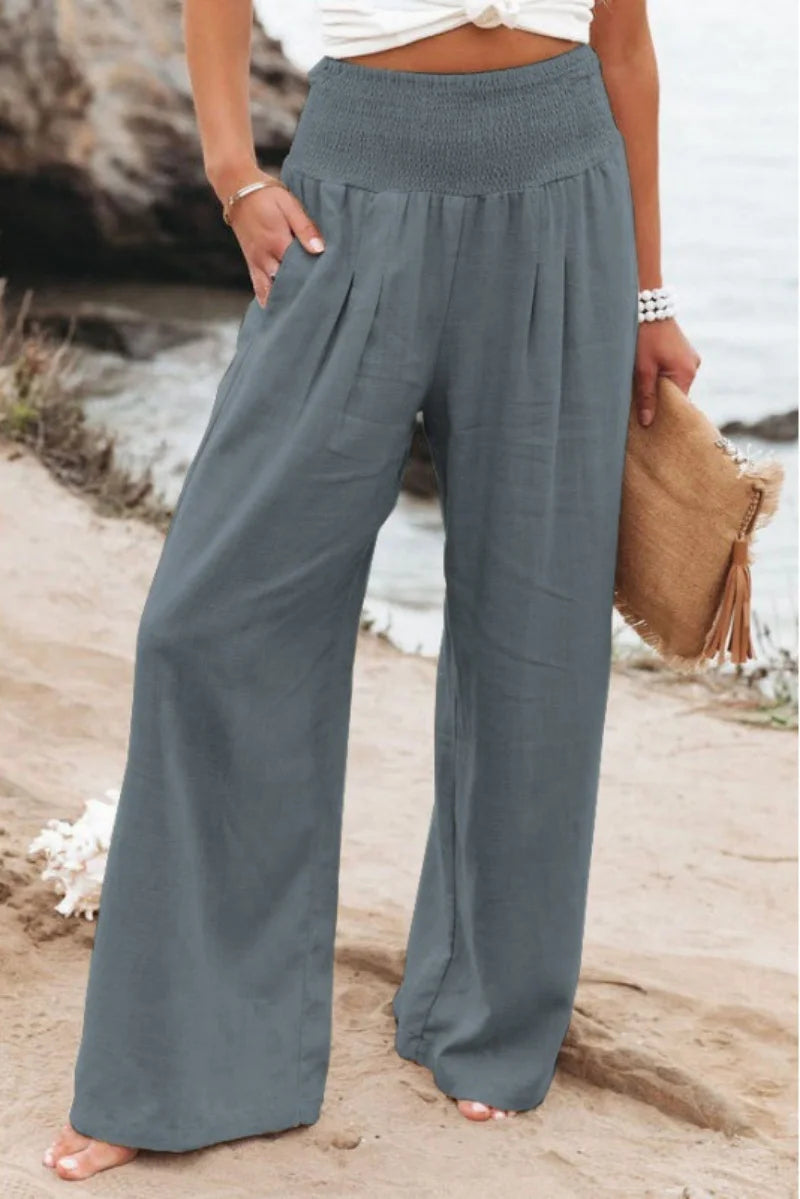 Elegant Linen-Look Trousers – Vintage & Comfortable