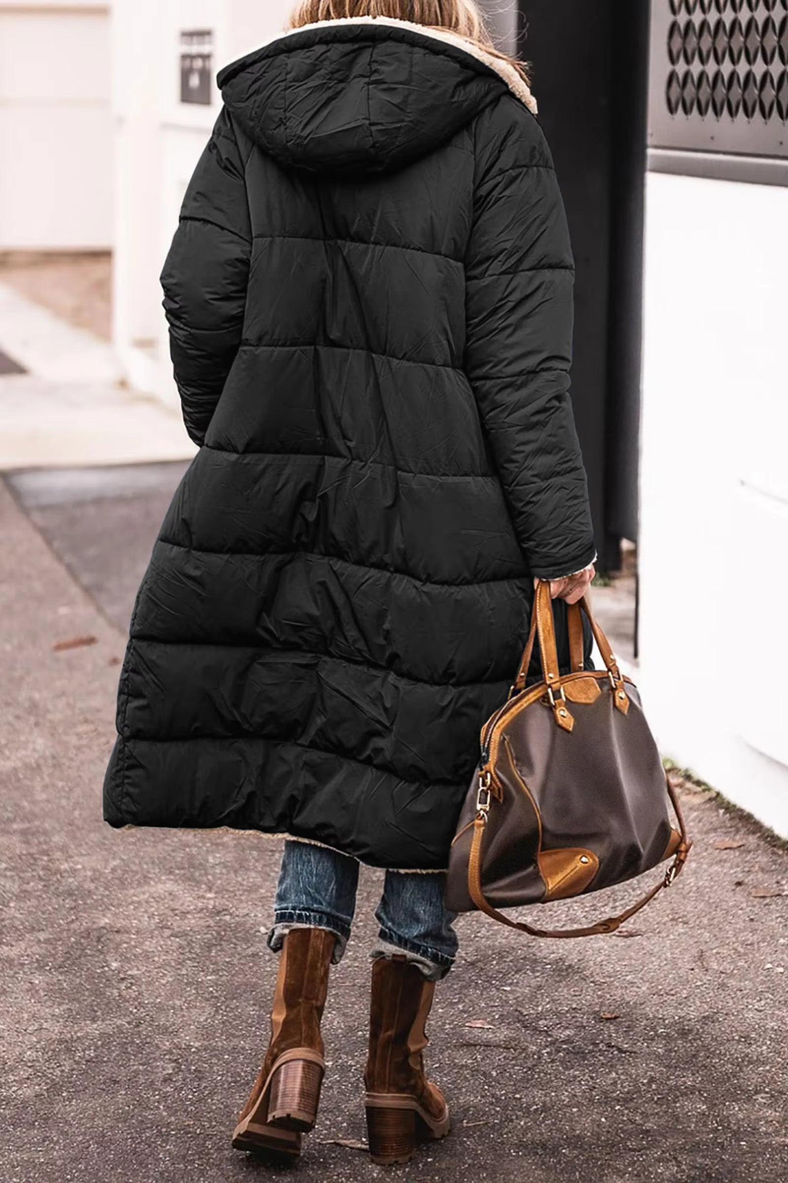 Stylish Reversible Women's Winter Coat - Long Padded Puffer Jacket with Hood, Warm and Elegant