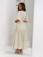 Bonvieve | Summer Women’s Dress with Puff Sleeves – Elegant Vacation Style | Trendy | Luxe Look