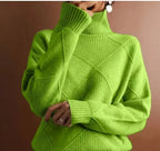 Warm Women's Knitted Sweater - Soft Turtleneck Pullover for Fall &amp; Winter