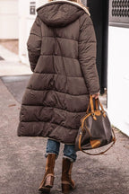 Stylish Reversible Women's Winter Coat - Long Padded Puffer Jacket with Hood, Warm and Elegant