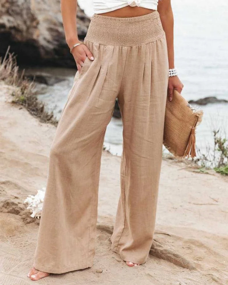 Elegant Linen-Look Trousers – Vintage & Comfortable