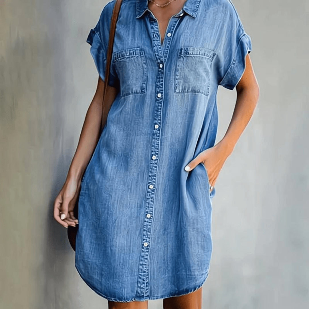Bonvive | Short sleeve denim dress