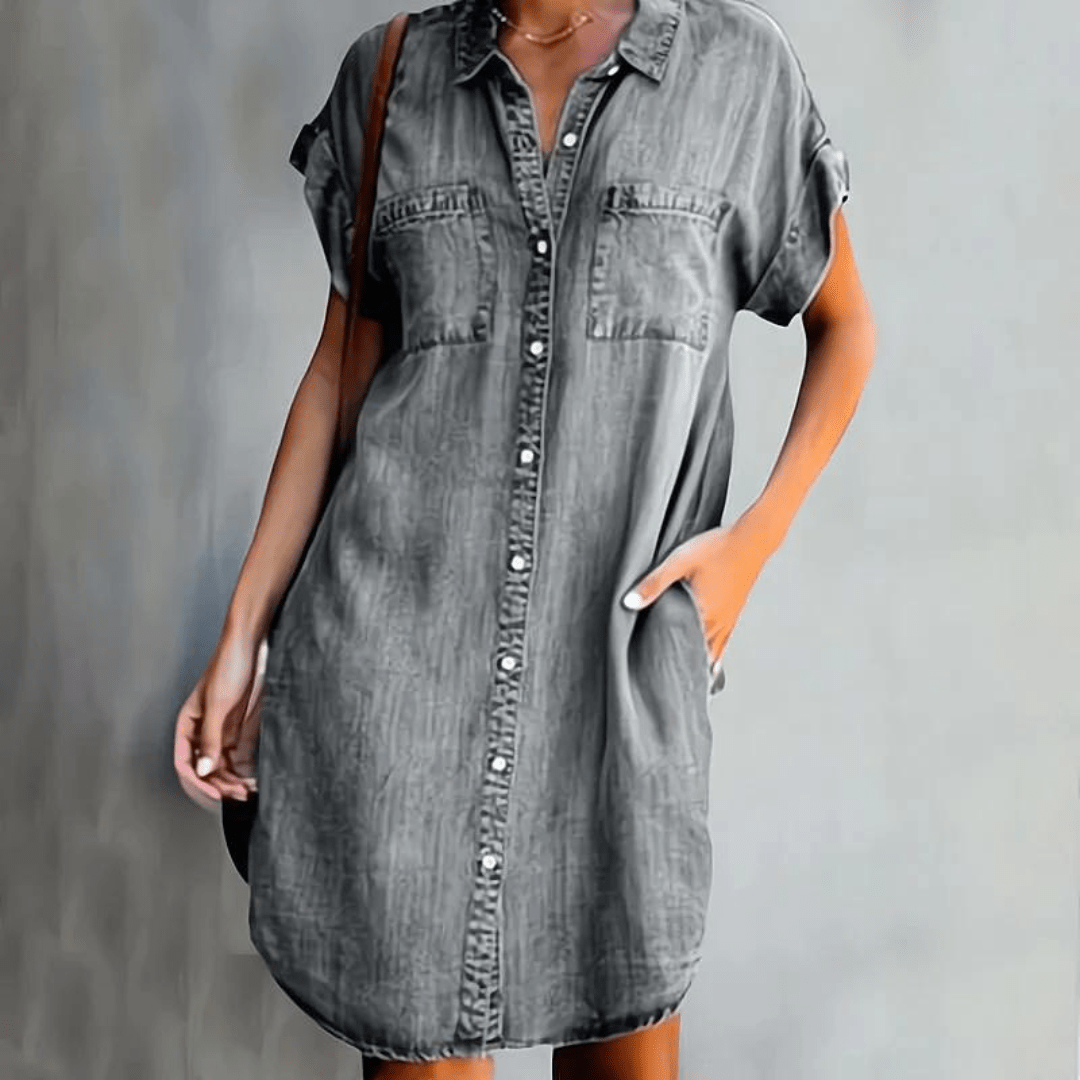 Bonvive | Short sleeve denim dress